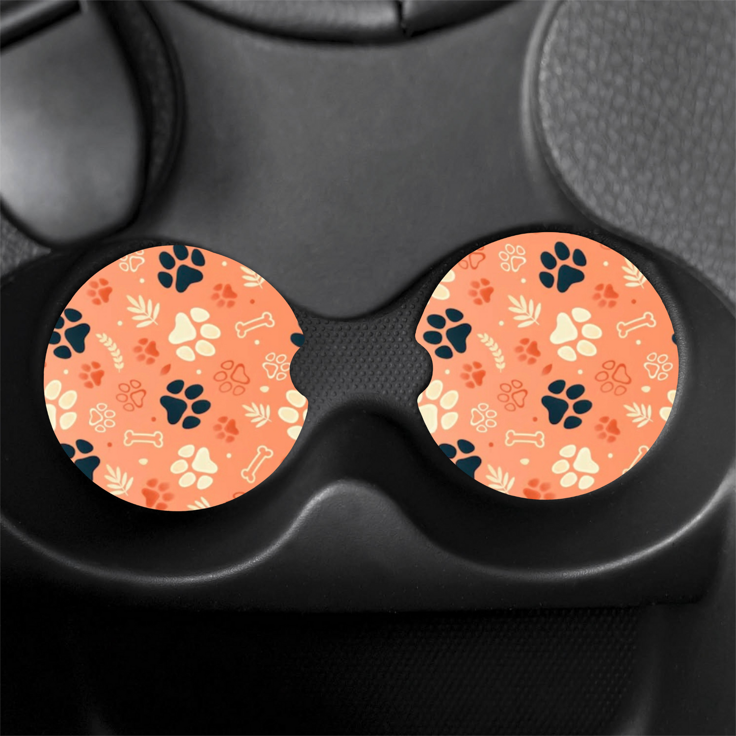 Paw Print Car Coaster Set