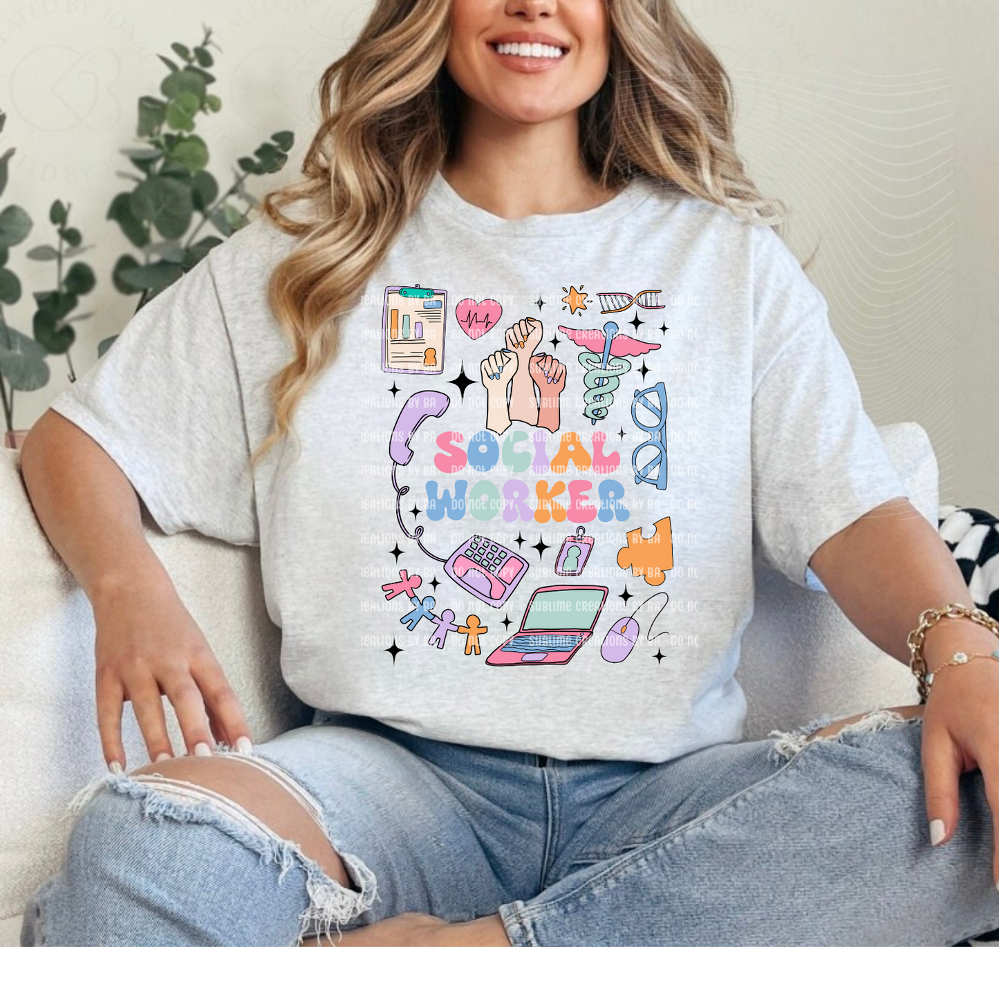 Social Worker Doodle Occupational Tee