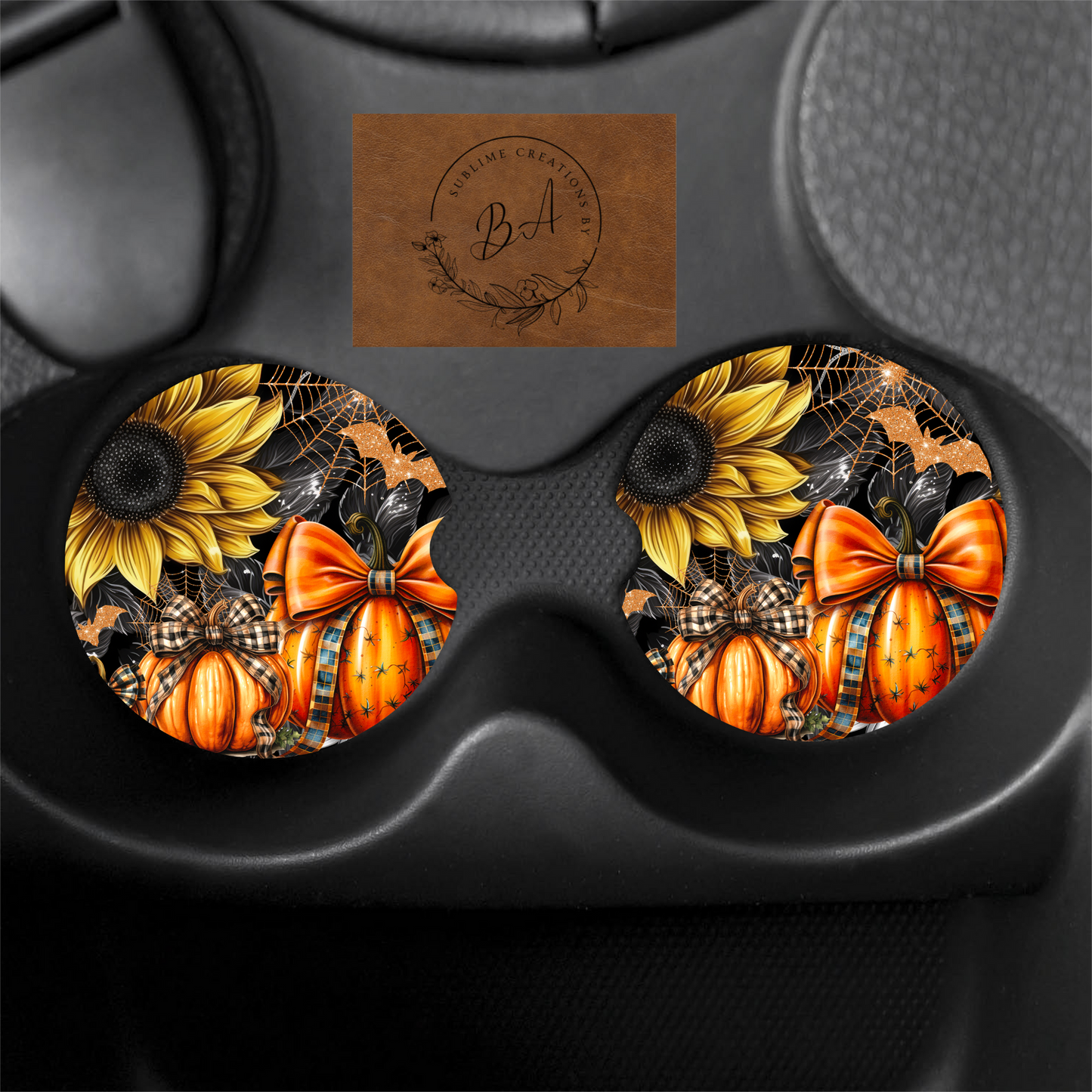 Sunflower/pumpkin Car Coaster Set
