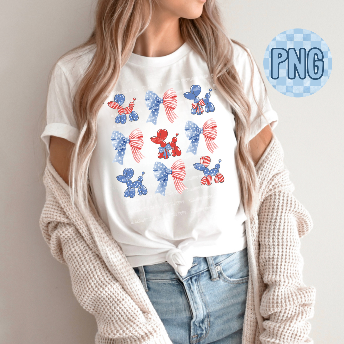 Patriotic Balloon Dog Coquette PNG Digital File ONLY